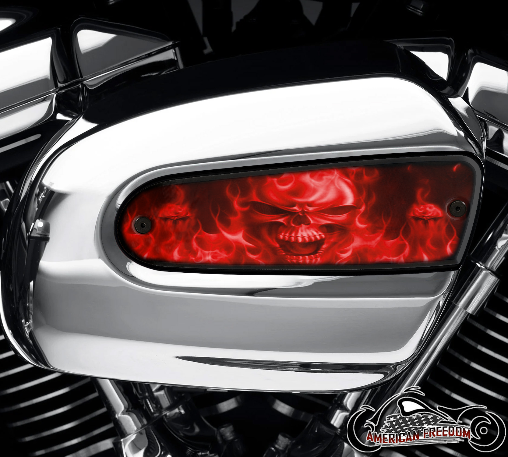 Harley Davidson Wedge Air Cleaner Insert - Red Flame Skull